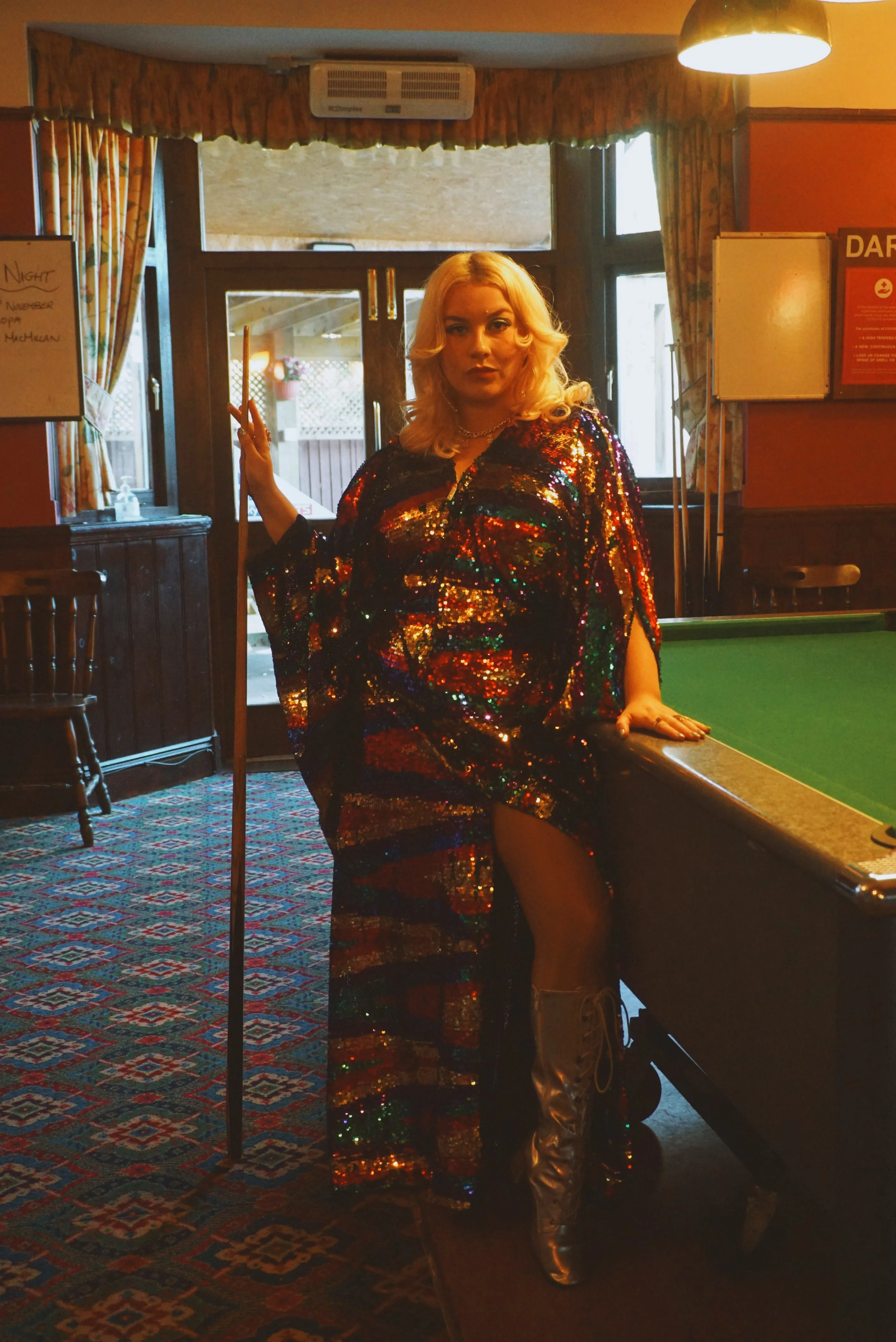 Rainbow Red, Green, holographic Blue Purple and Gold Ziggy Kimono Robe Kaftan Gown Zip Front Combo