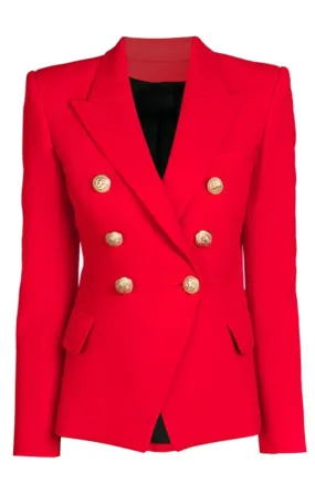 Red Double Breasted Gold Button Blazer