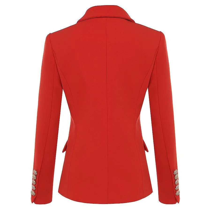 Red Double Breasted Gold Button Blazer