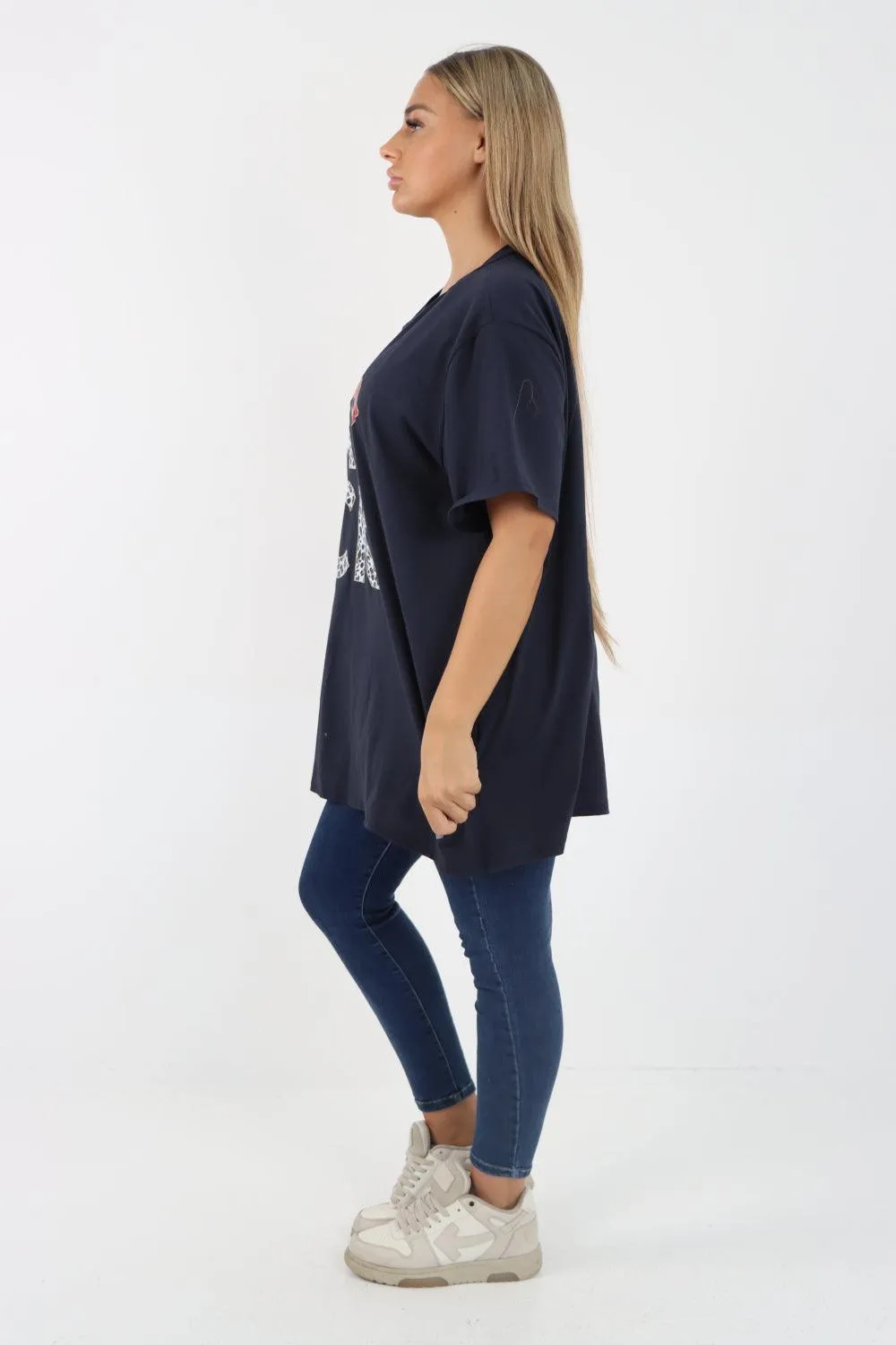 Rock Print Short Sleeve Tunic Top