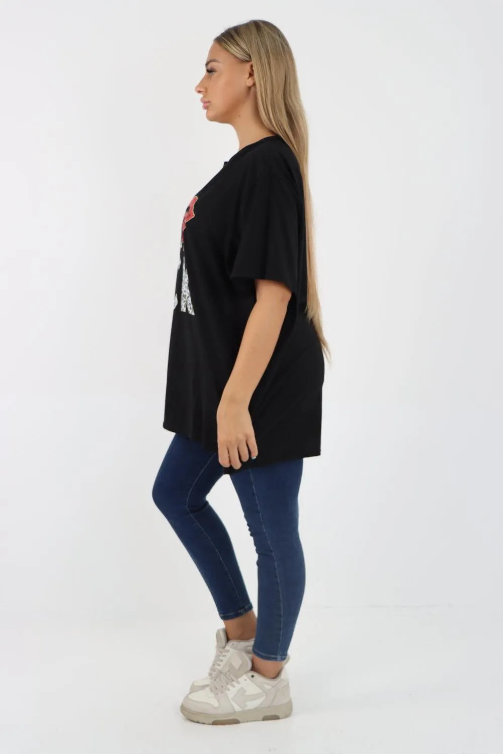 Rock Print Short Sleeve Tunic Top