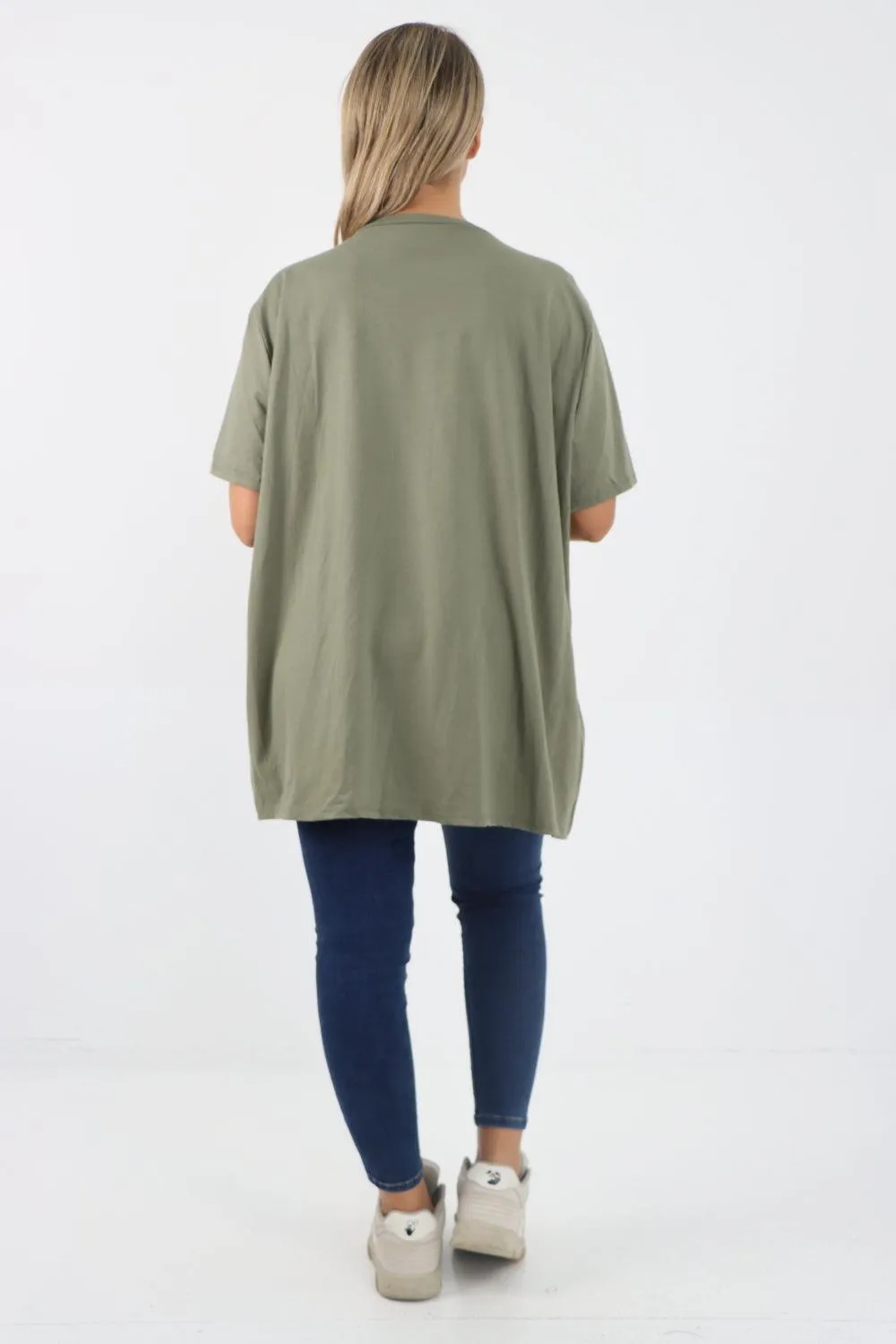 Rock Print Short Sleeve Tunic Top