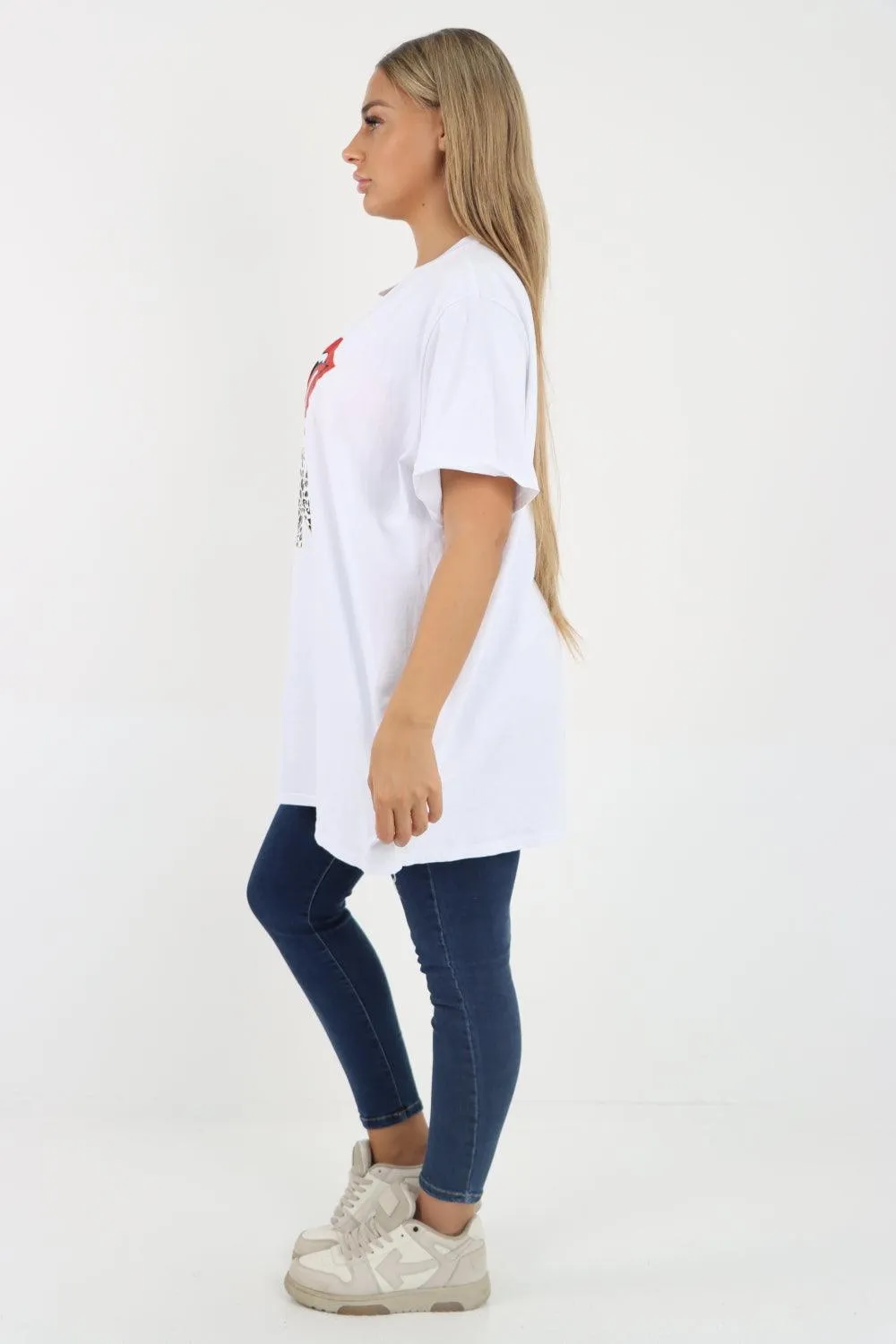 Rock Print Short Sleeve Tunic Top