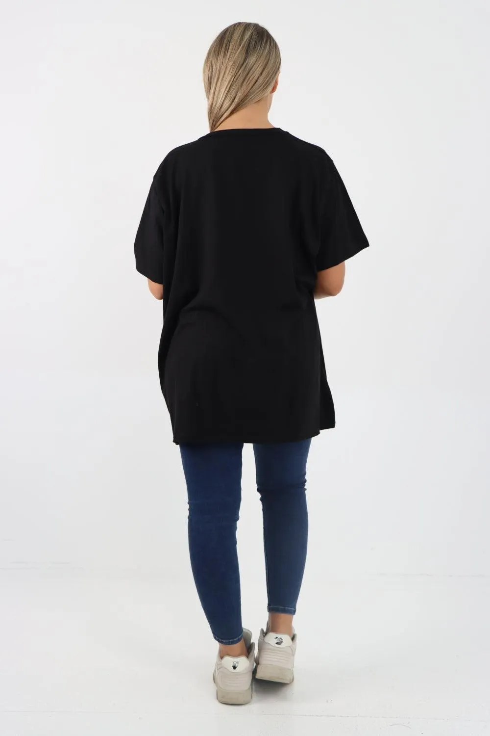 Rock Print Short Sleeve Tunic Top