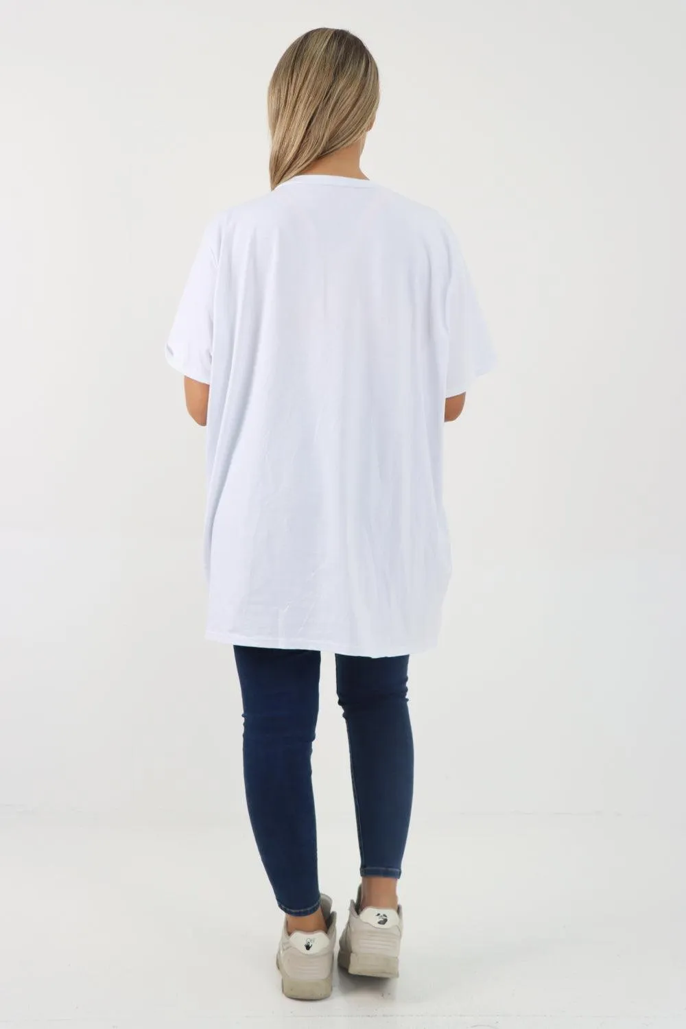 Rock Print Short Sleeve Tunic Top