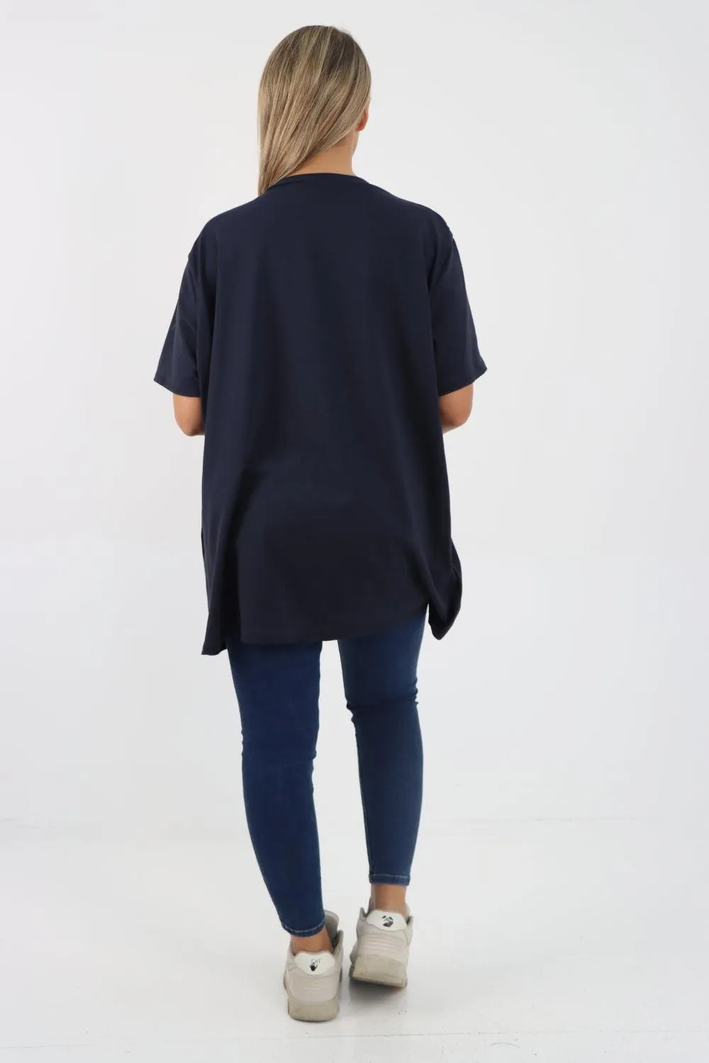 Rock Print Short Sleeve Tunic Top