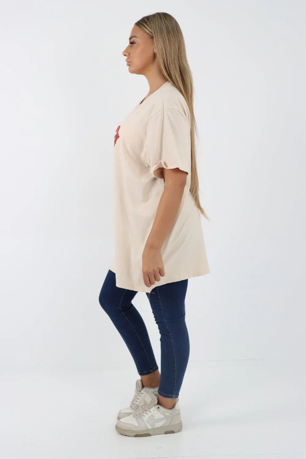 Rock Print Short Sleeve Tunic Top