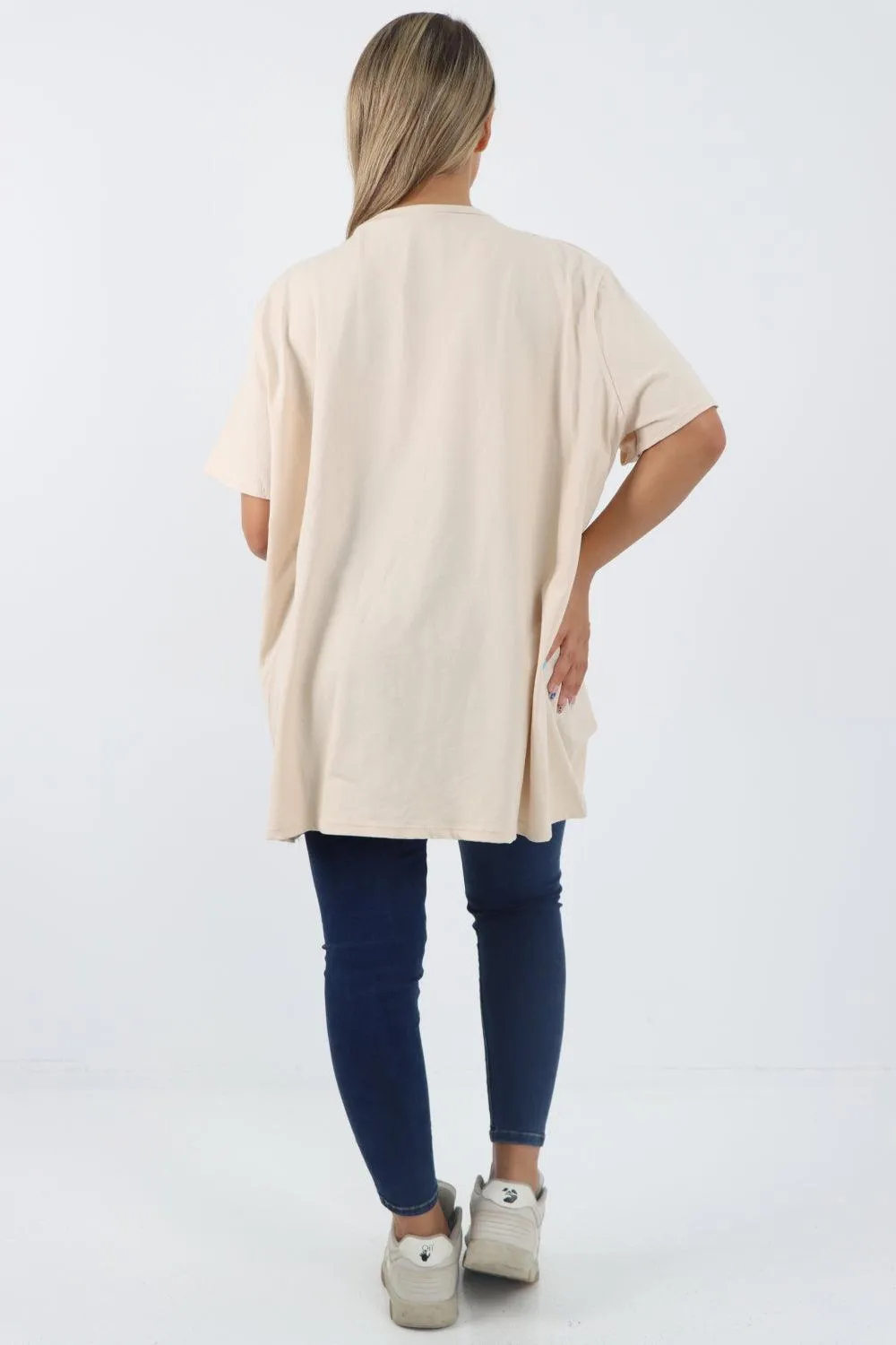 Rock Print Short Sleeve Tunic Top