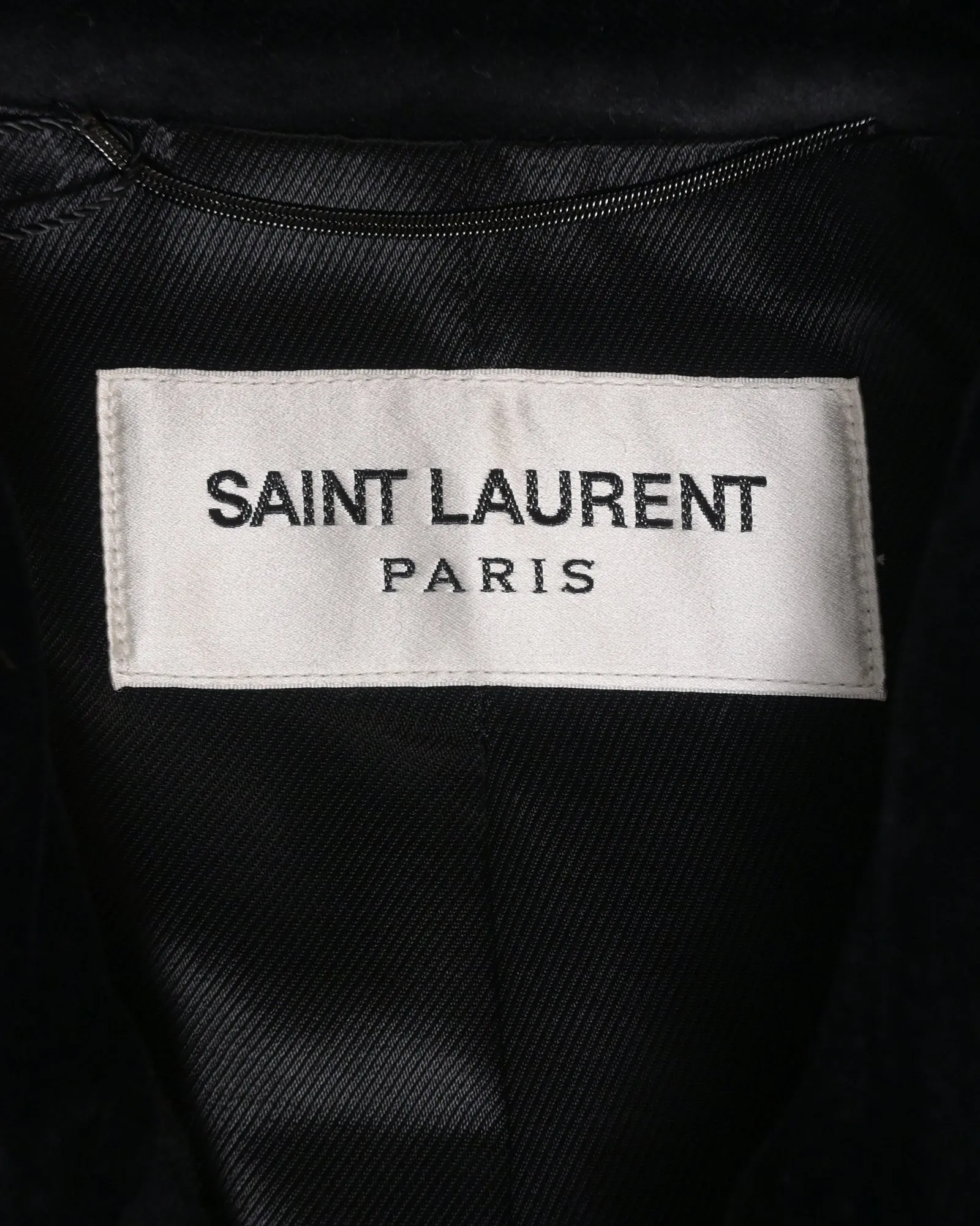 Saint Laurent Double-Breasted Short Coat in Black Wool