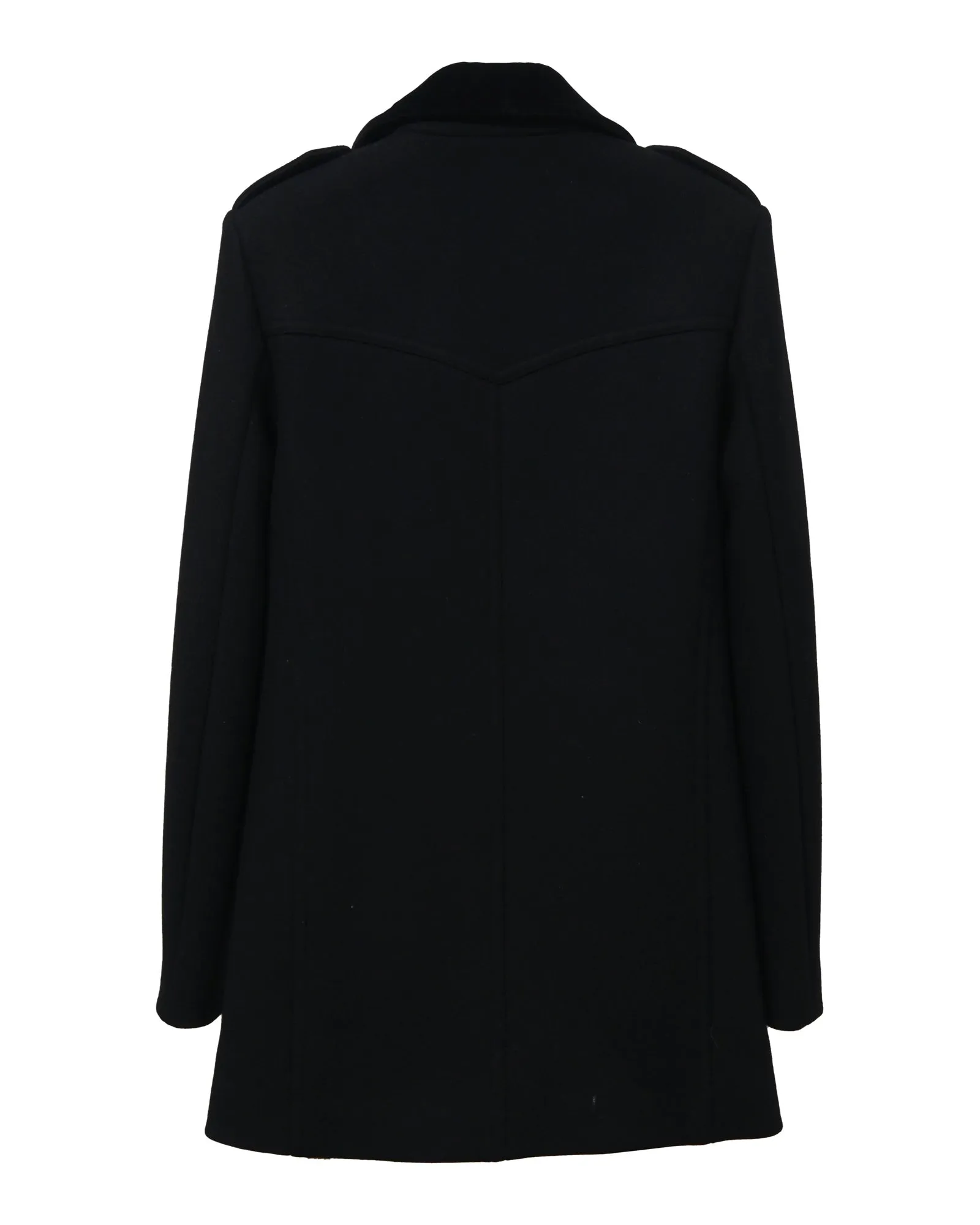 Saint Laurent Double-Breasted Short Coat in Black Wool