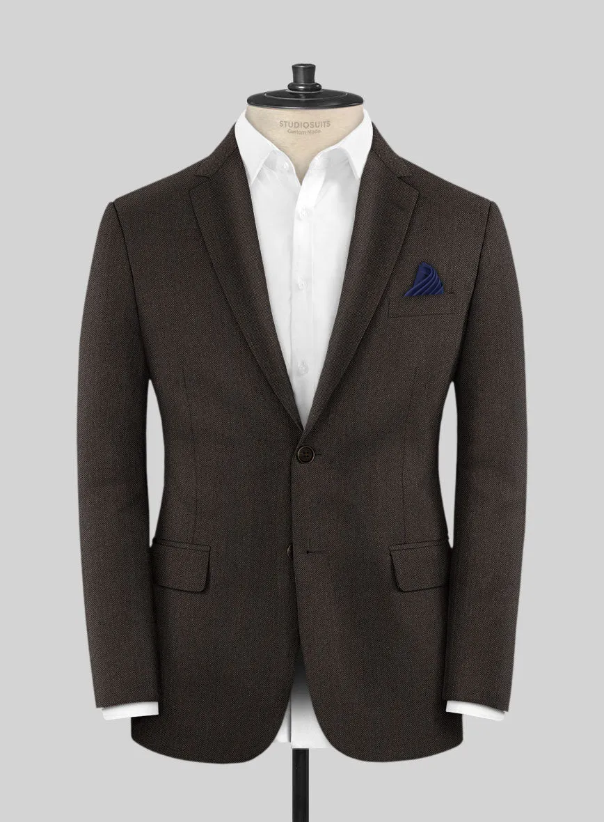 Scabal Erar Herringbone Brown Wool Jacket