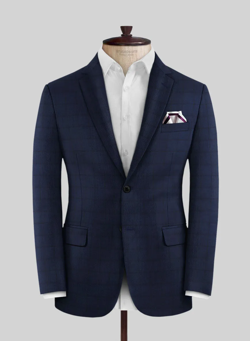 Scabal Londoner Eside Checks Blue Wool Jacket