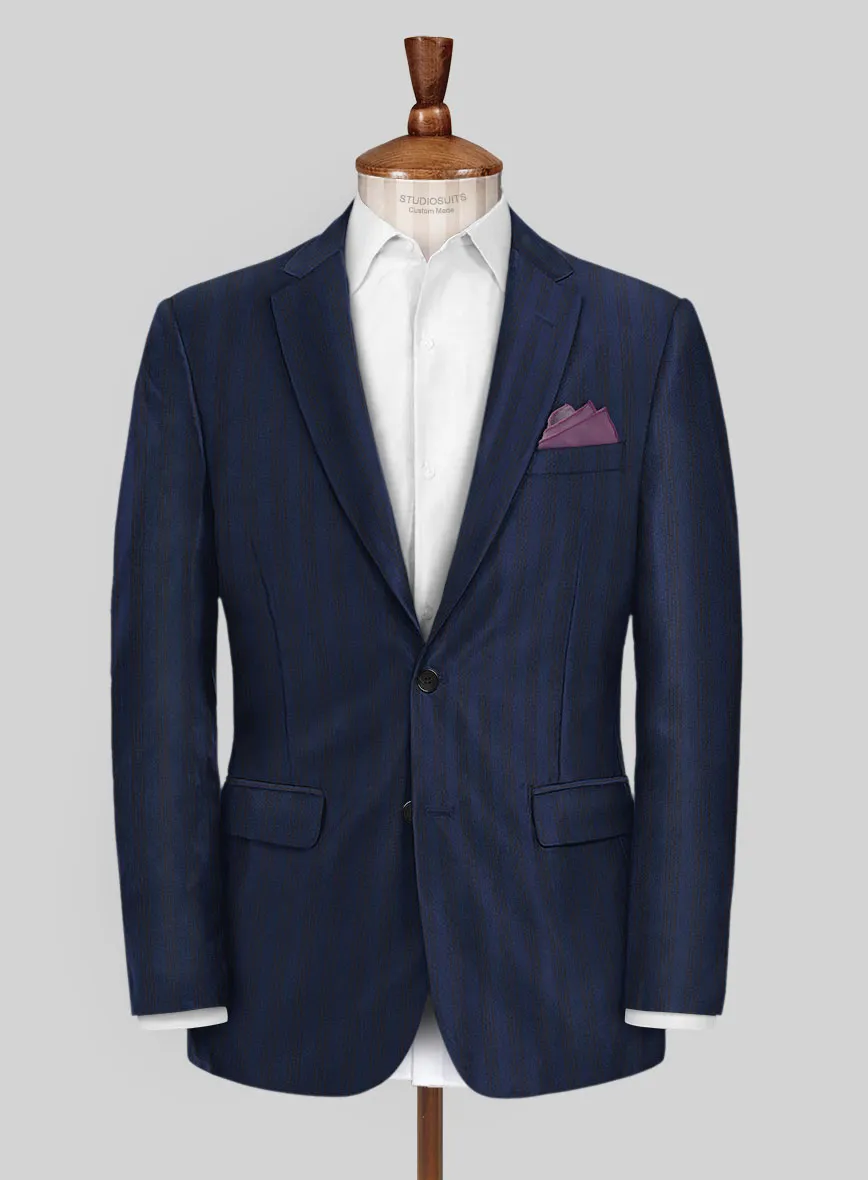 Scabal Londoner Ilianti Stripe Blue Wool Jacket