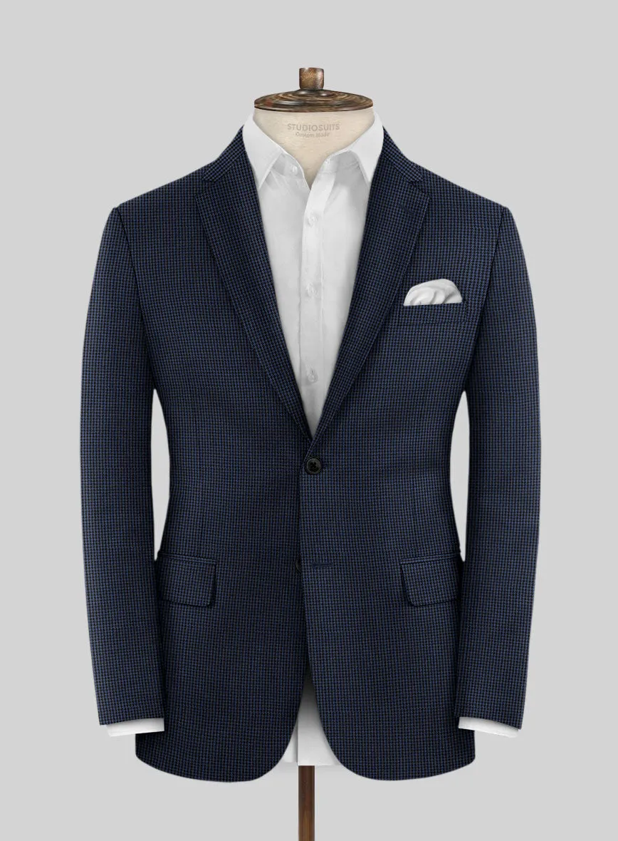 Scabal Rodol Houndstooth Blue Wool Jacket