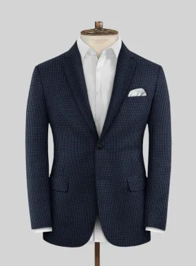 Scabal Rodol Houndstooth Blue Wool Jacket