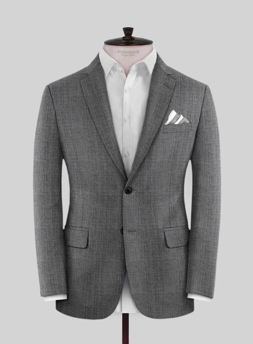 Scabal Tornado Twill Gray Blue Wool Jacket