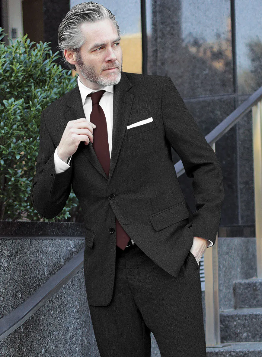 Scabal Ugeni Herringbone Charcoal Wool Jacket