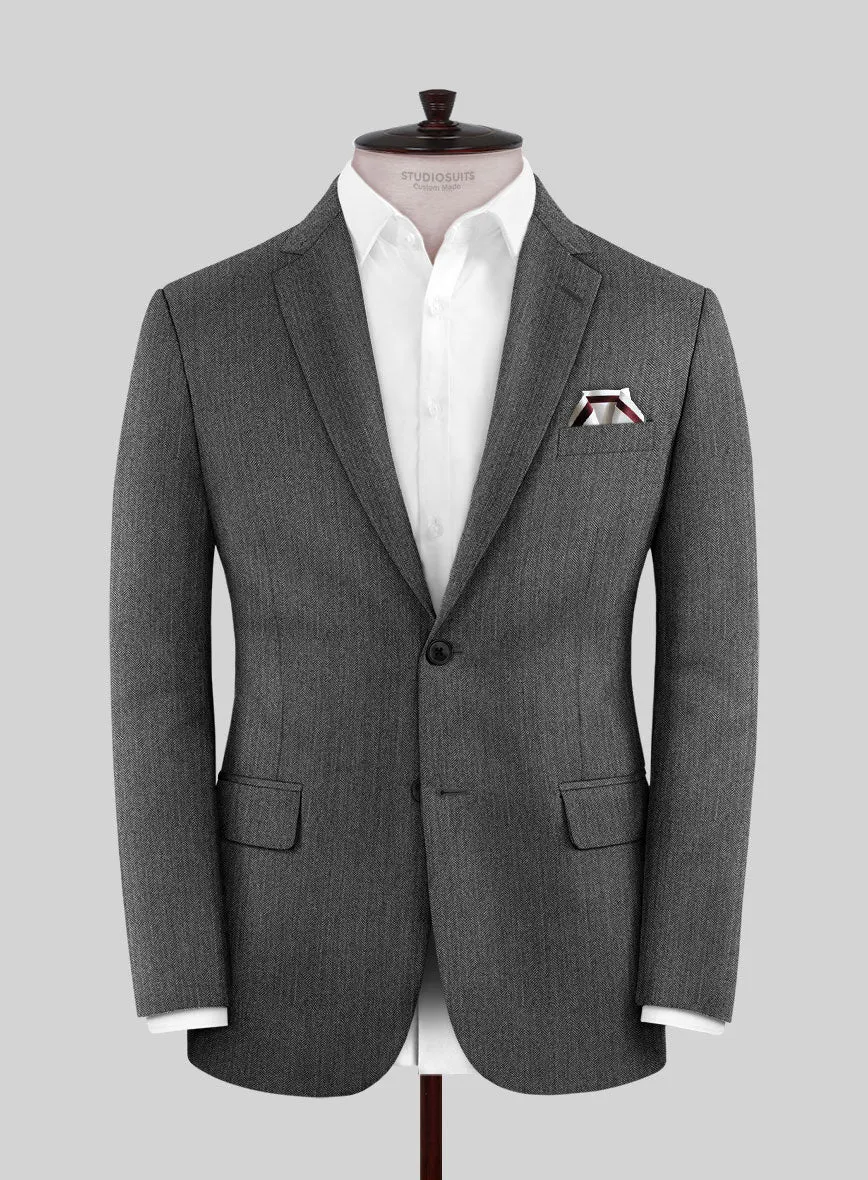 Scabal Uran Herringbone Gray Wool Jacket