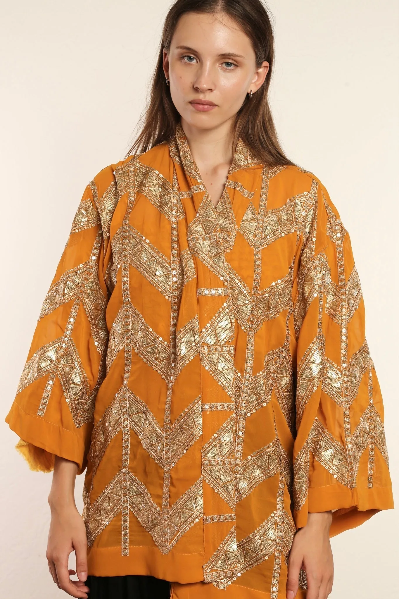 SHORT YELLOW GOLDEN KIMONO GRETA