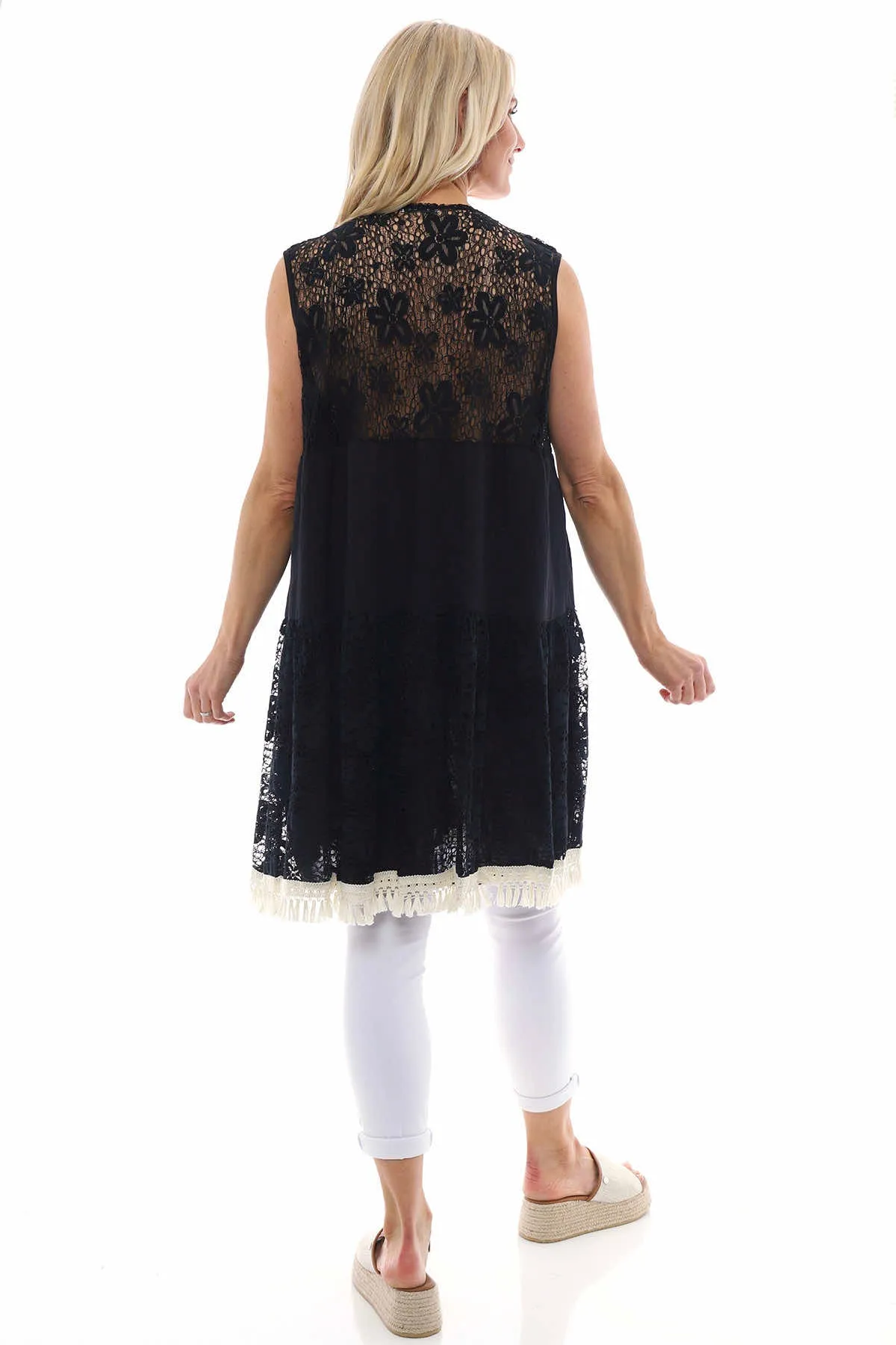 Simone Sleeveless Tassel Tunic Black