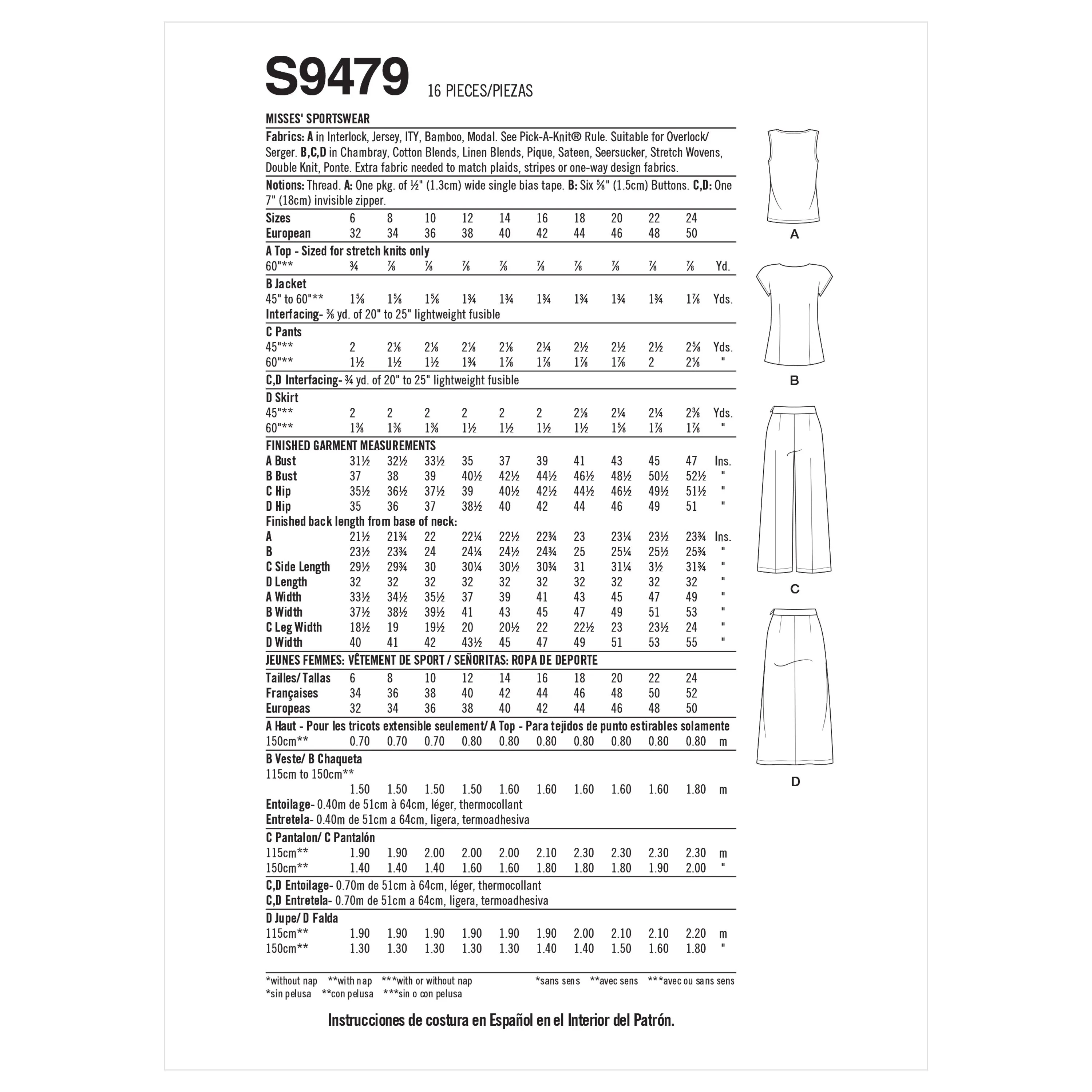 Simplicity Pattern S9479 Misses' Sportswear