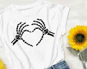 Skeleton Heart Hands T-Shirt for Him and Her
