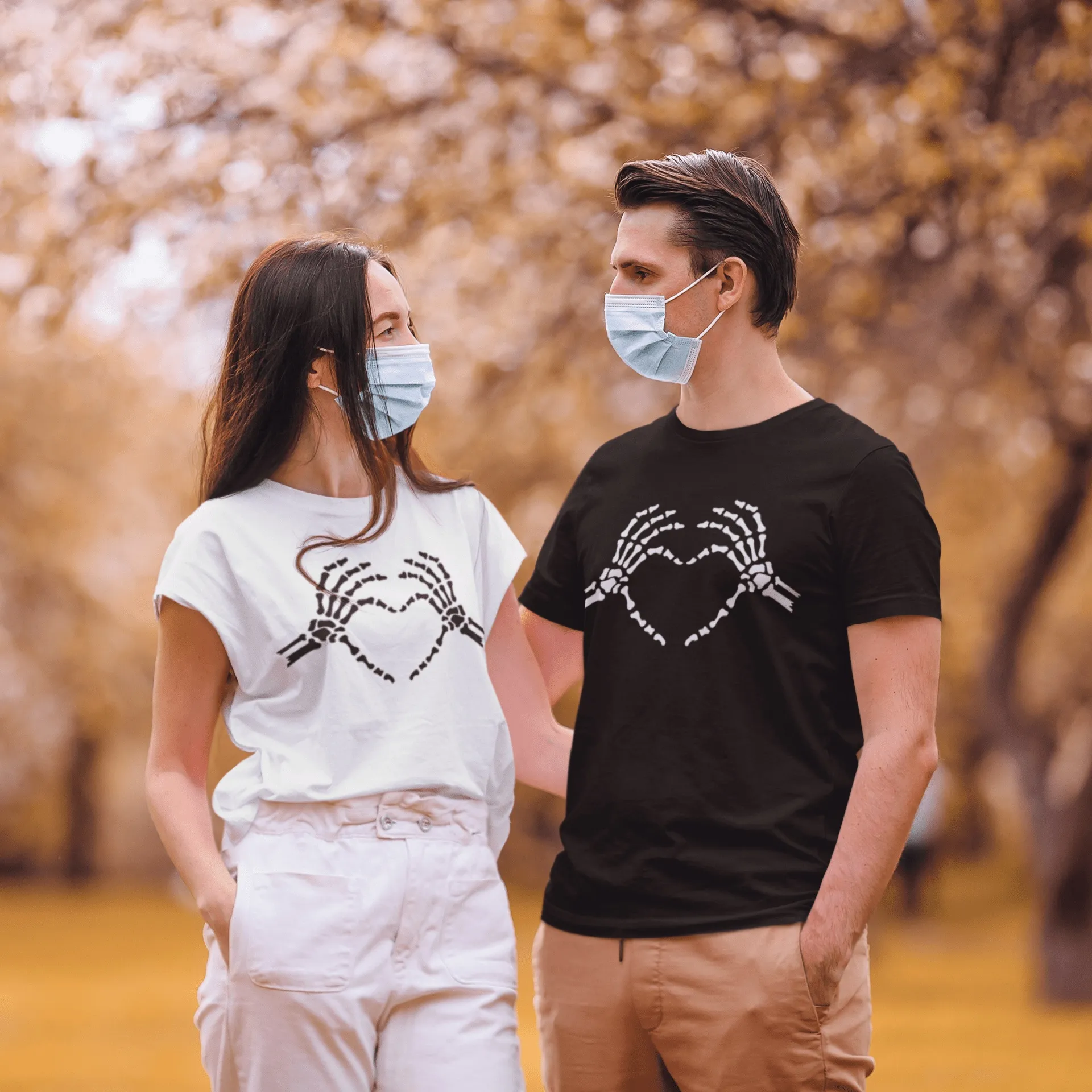 Skeleton Heart Hands T-Shirt for Him and Her