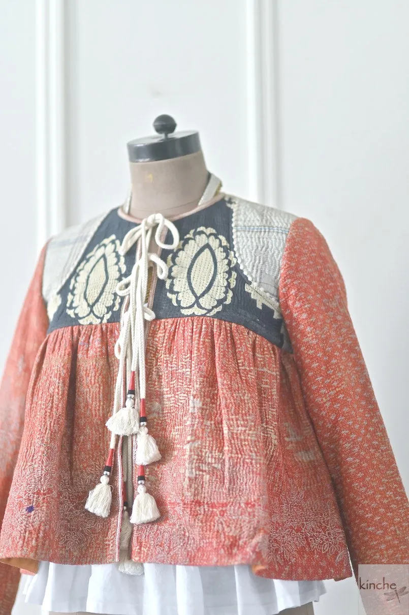 Small, Chennai, Hand Crafted & Hand Embroidered Kantha Kediya Jacket