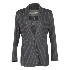 Sophisticated Black Pinstripe Tailored Blazer