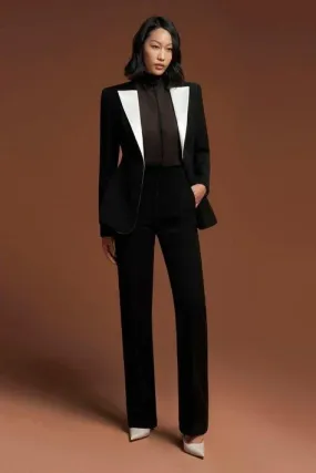 Tailored peak lapel black and white blazer- Dolce