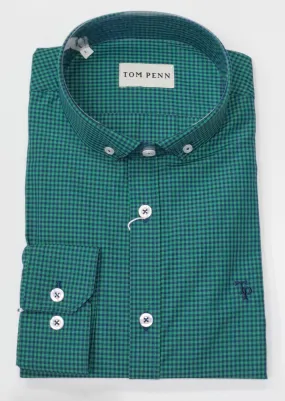 Tom Penn Long Sleeved Check Shirt 844 - Green