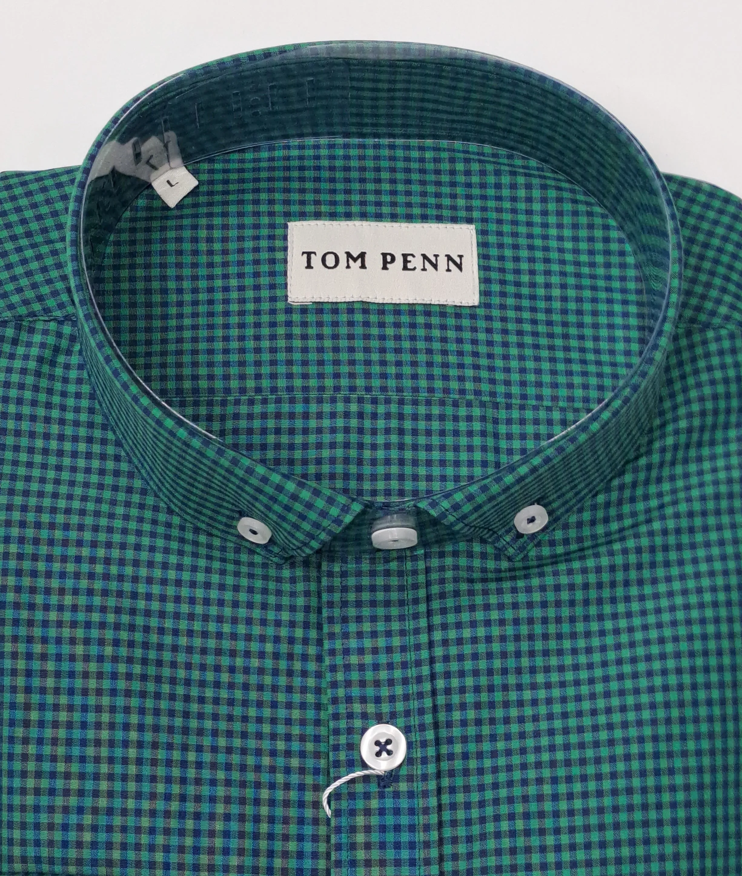 Tom Penn Long Sleeved Check Shirt 844 - Green