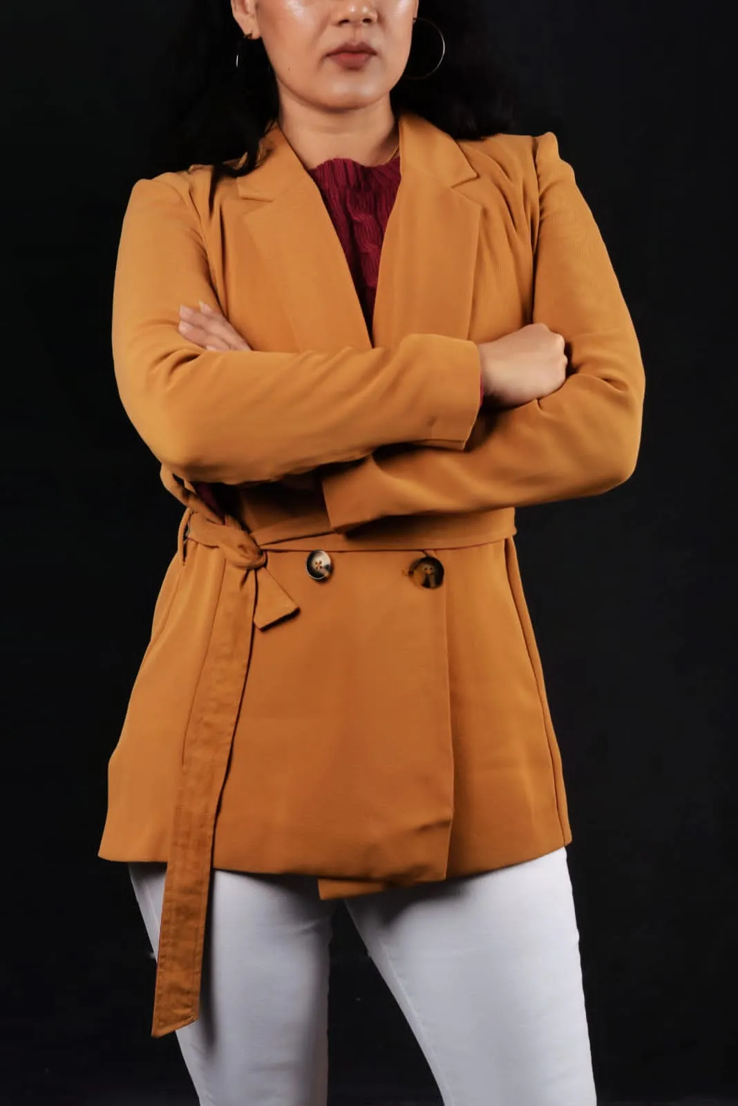TU Woman Camel Belted Blazer