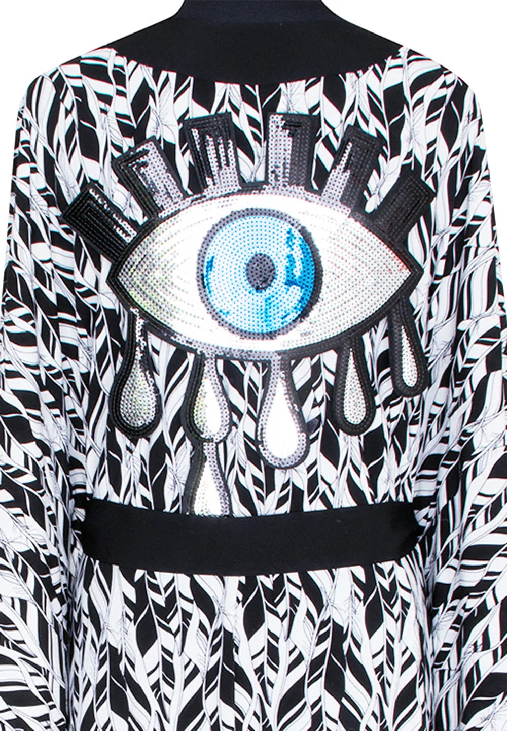 Tulum – Feathers Kimono Evil Eye (Black)