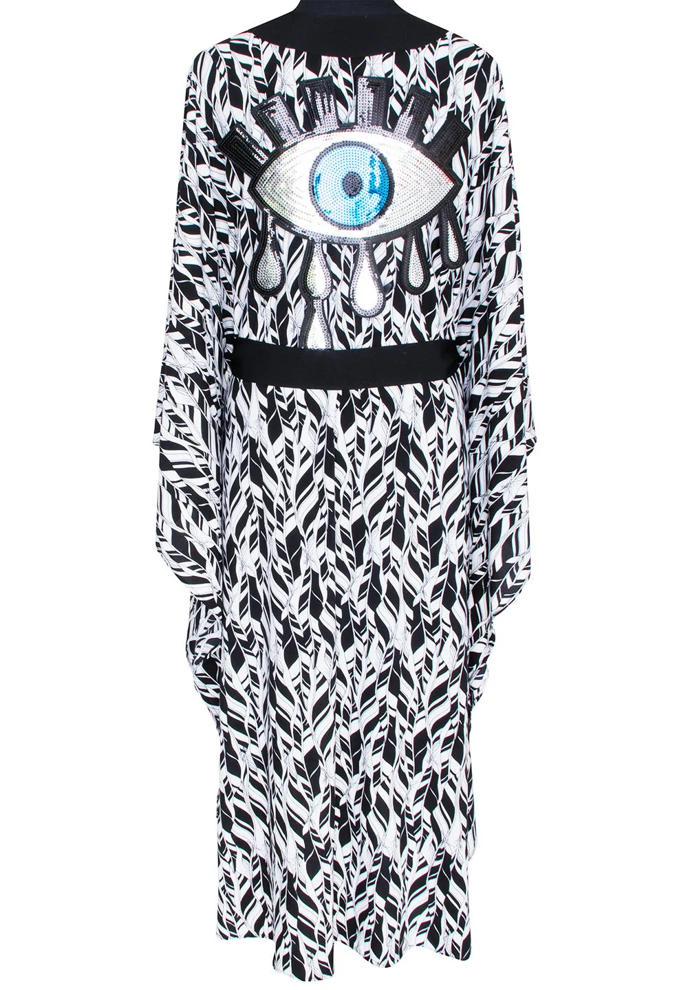 Tulum – Feathers Kimono Evil Eye (Black)