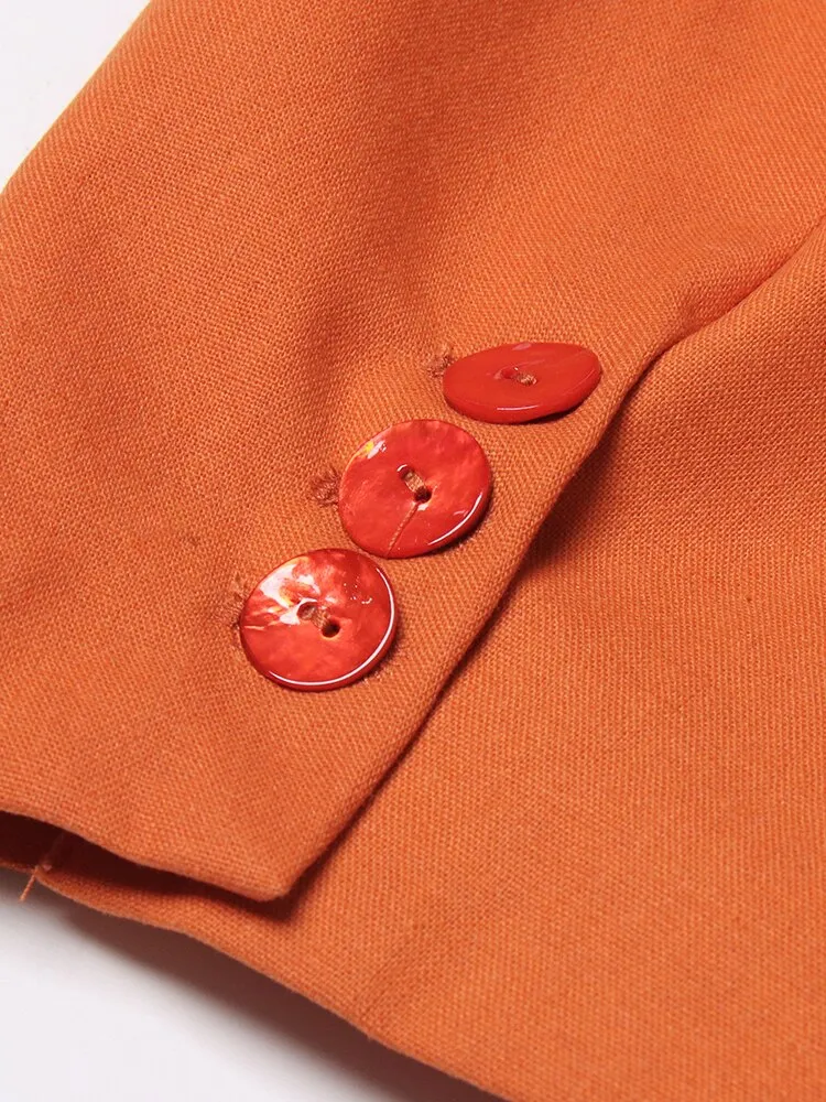 Twotwinstyle Orange Loose Blazer Jacket