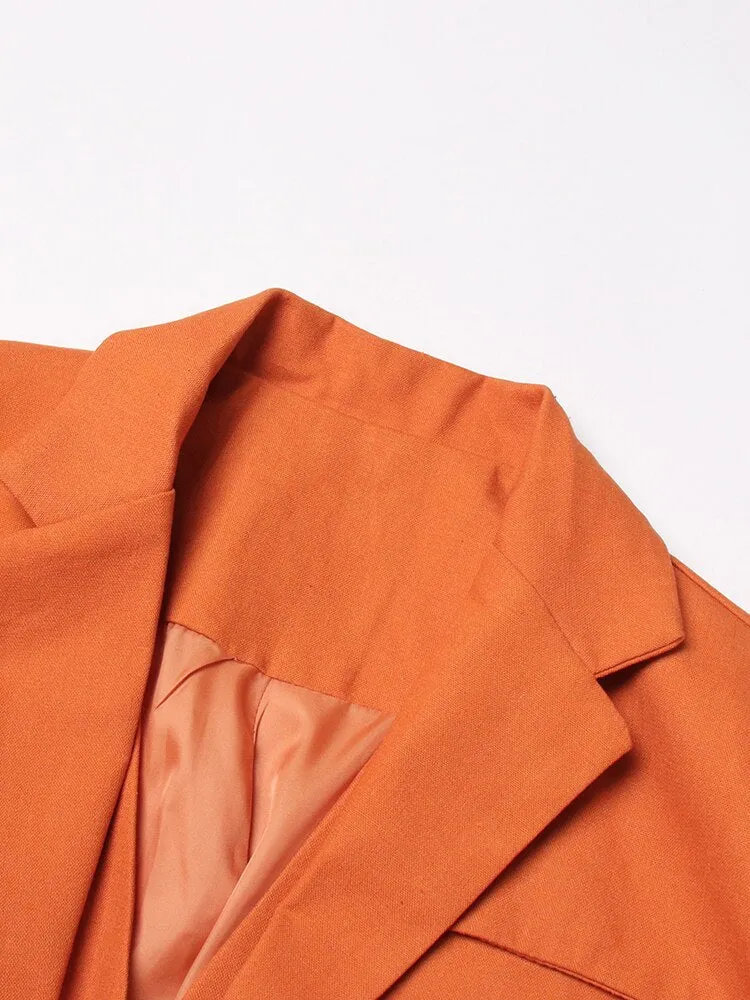Twotwinstyle Orange Loose Blazer Jacket