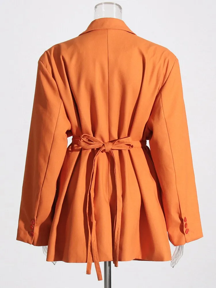 Twotwinstyle Orange Loose Blazer Jacket