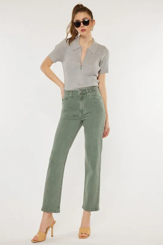 Ultra High Rise 90's Olive Straight Jeans