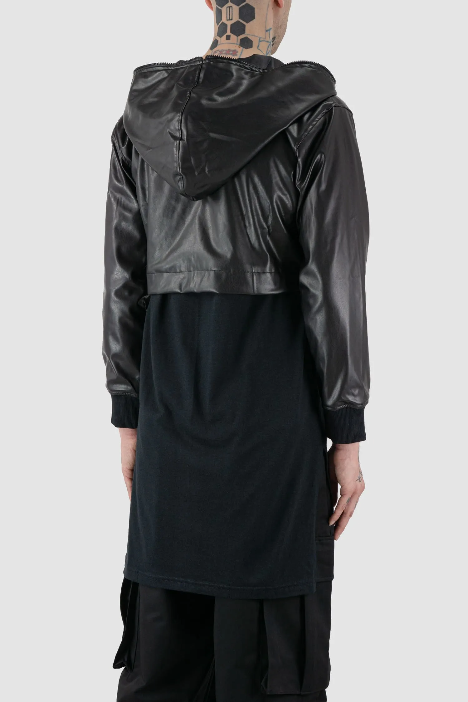 Vegan Leather Hooded Jacket