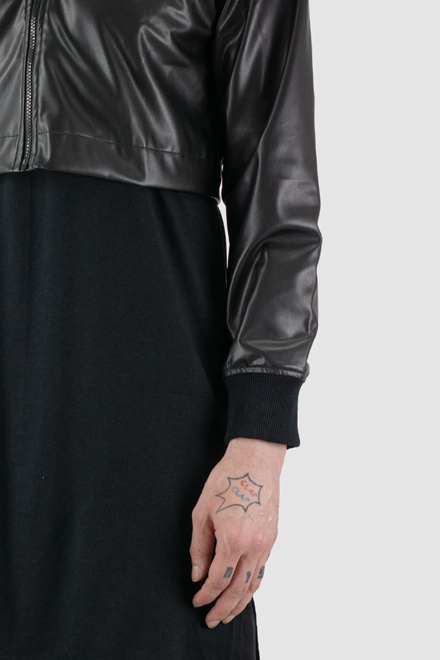 Vegan Leather Hooded Jacket