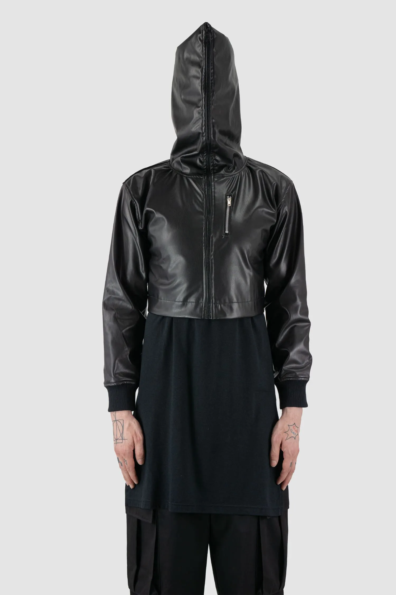 Vegan Leather Hooded Jacket