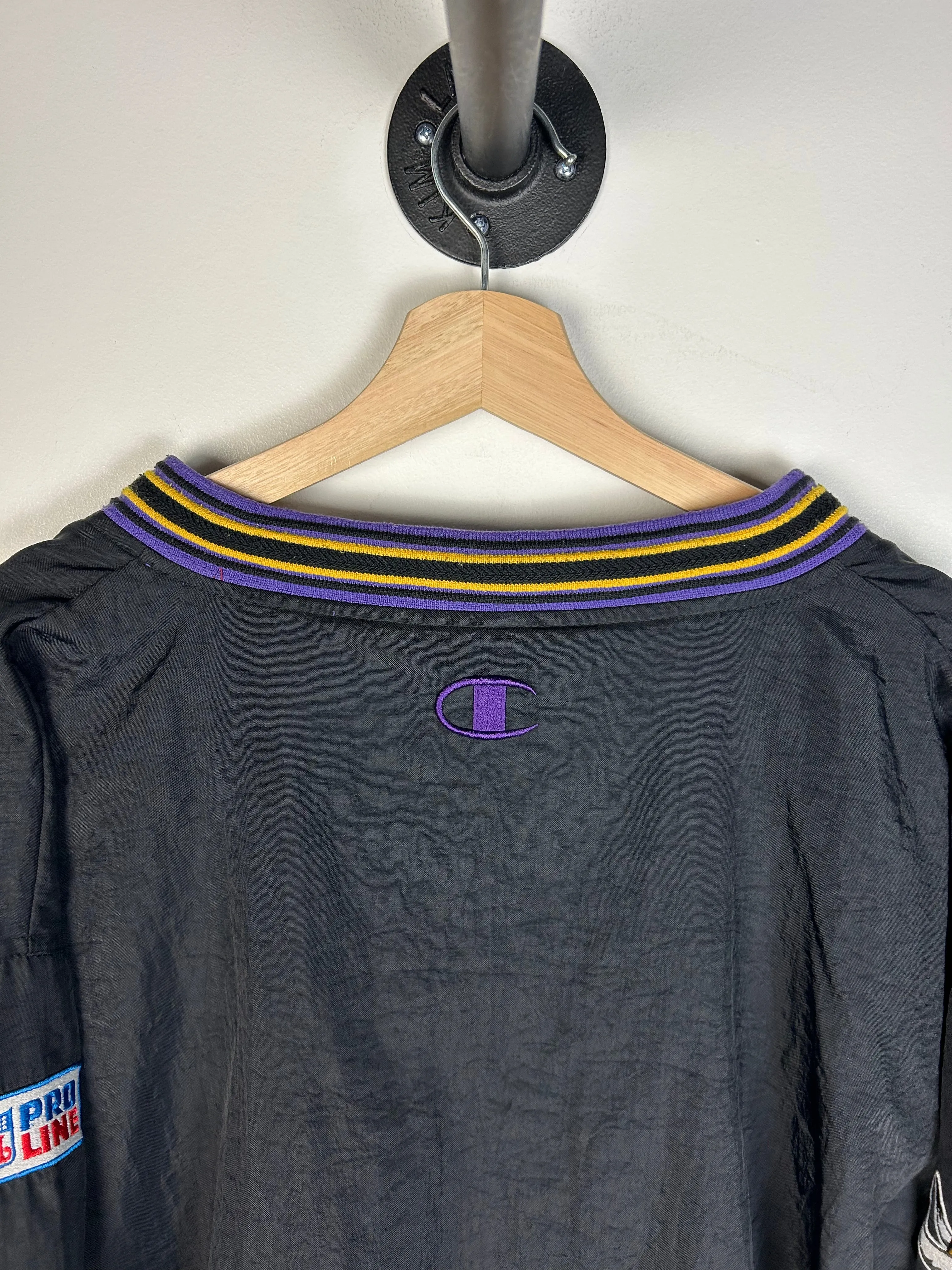 Vintage 90's Champion Minnesota Vikings Pro Line Black Pullover Windbreaker