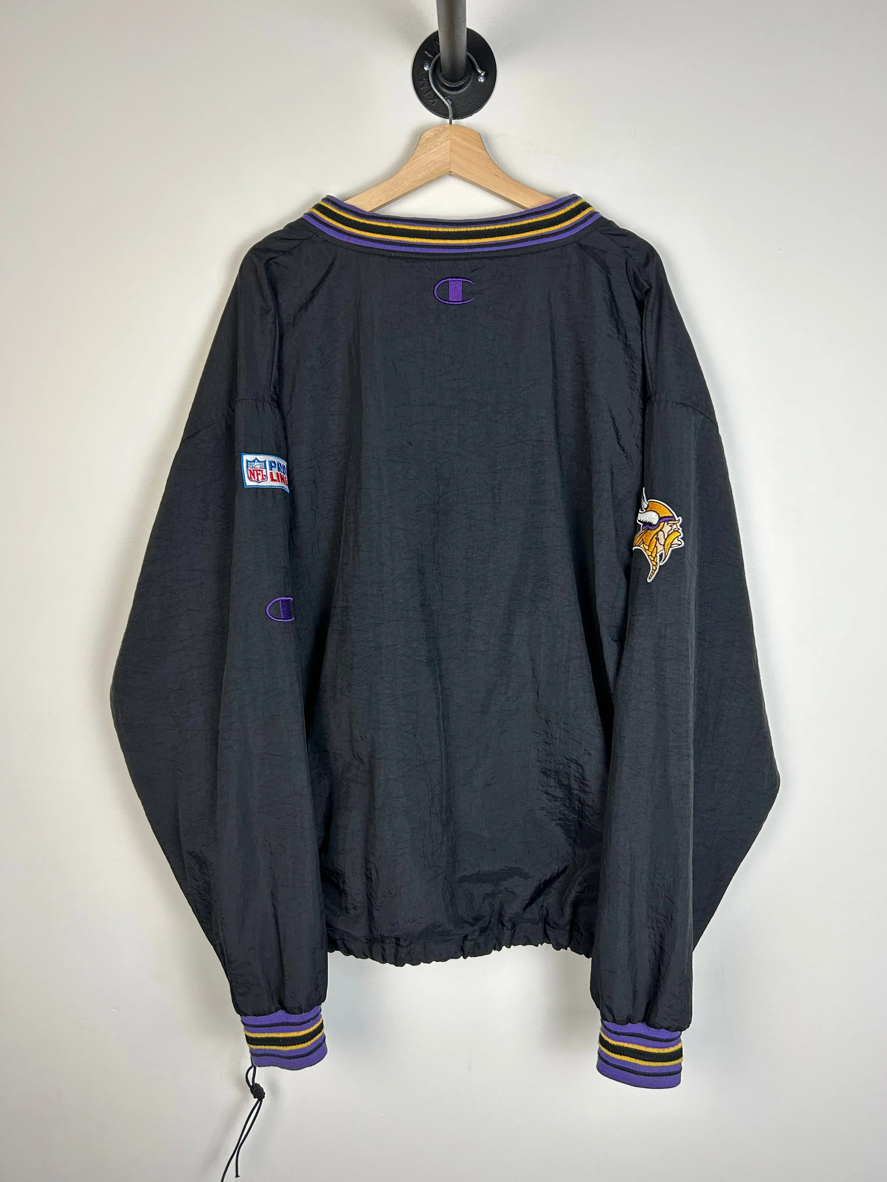 Vintage 90's Champion Minnesota Vikings Pro Line Black Pullover Windbreaker