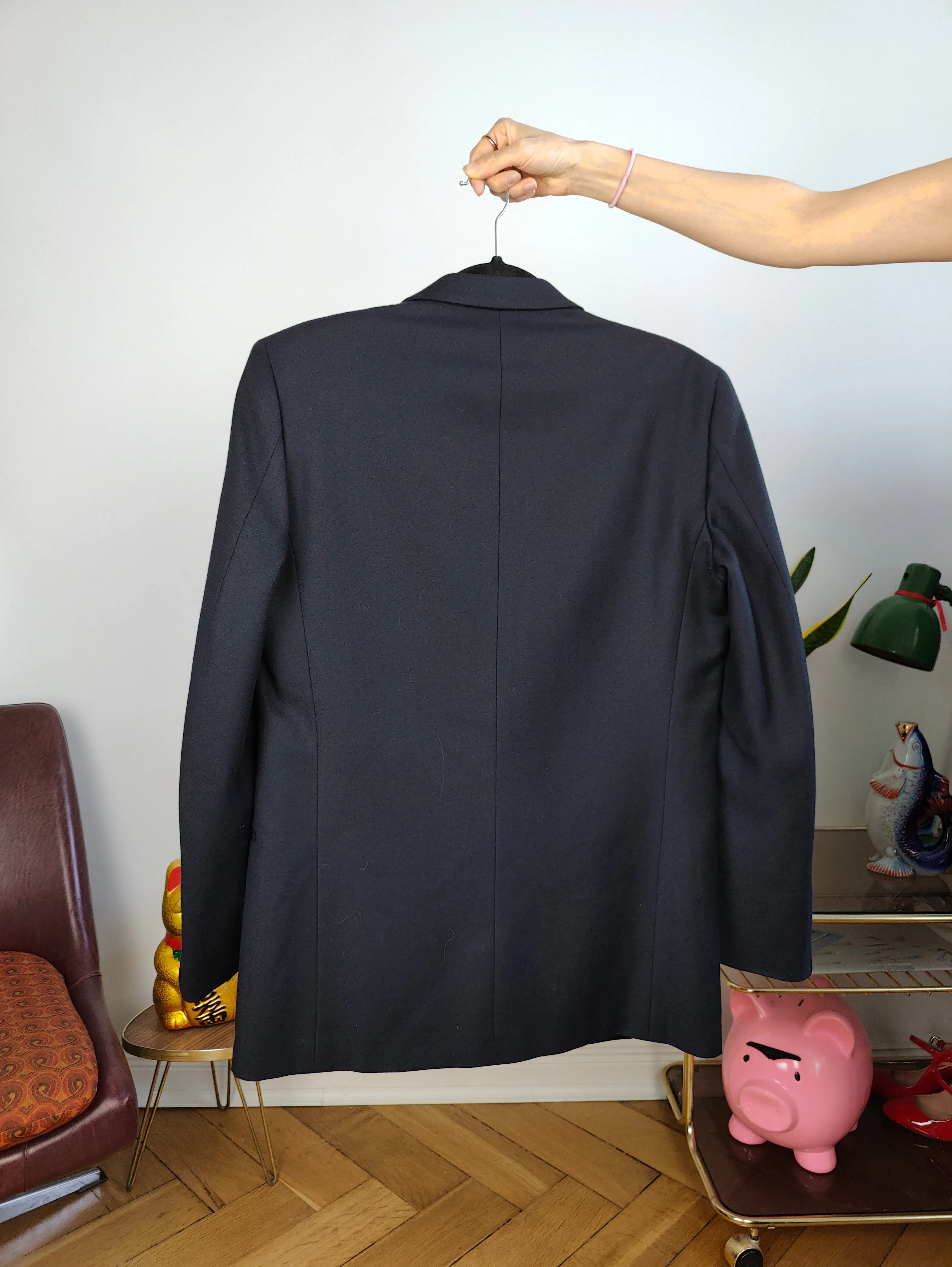 Vintage blazer jacket navy blue women unisex men M
