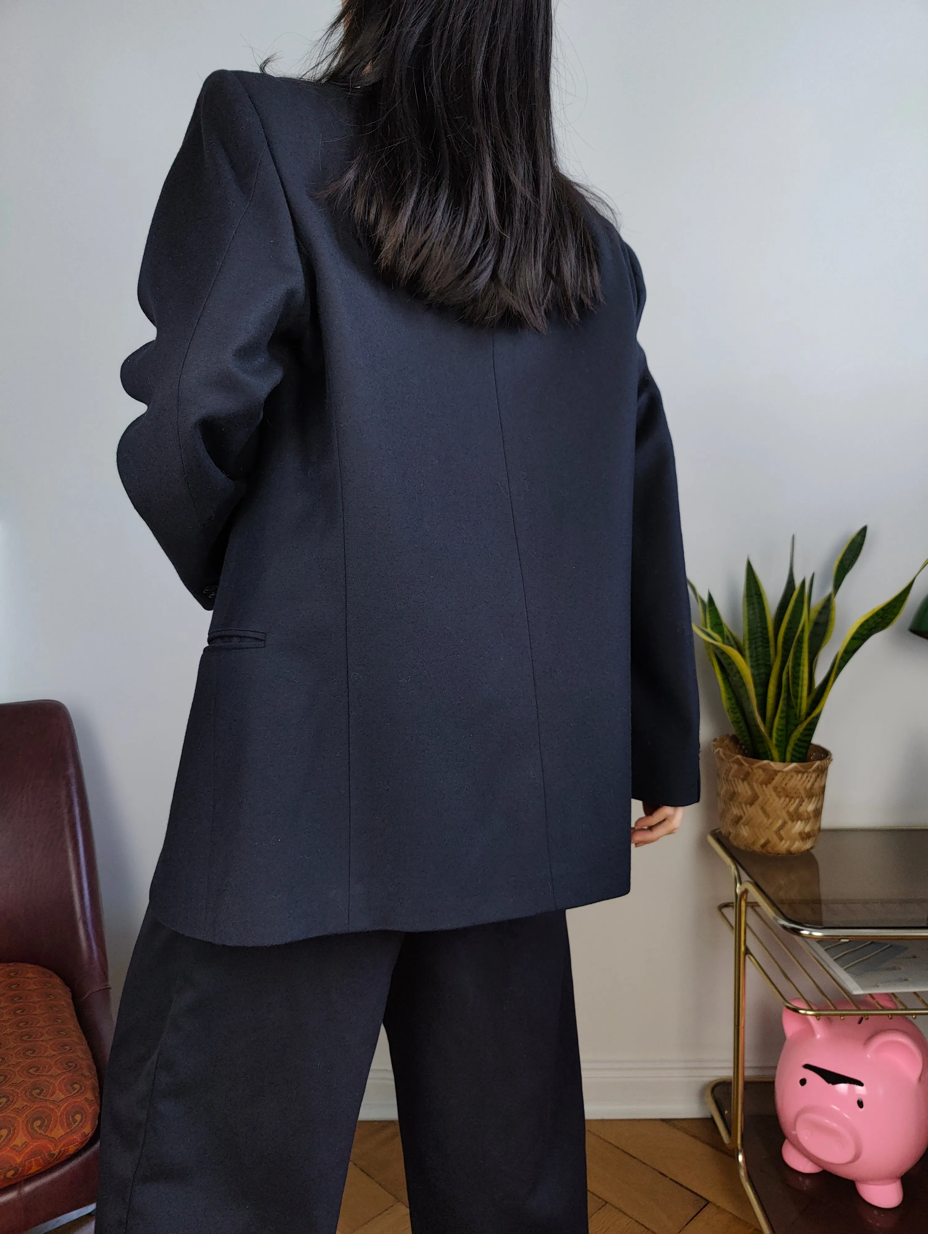 Vintage blazer jacket navy blue women unisex men M