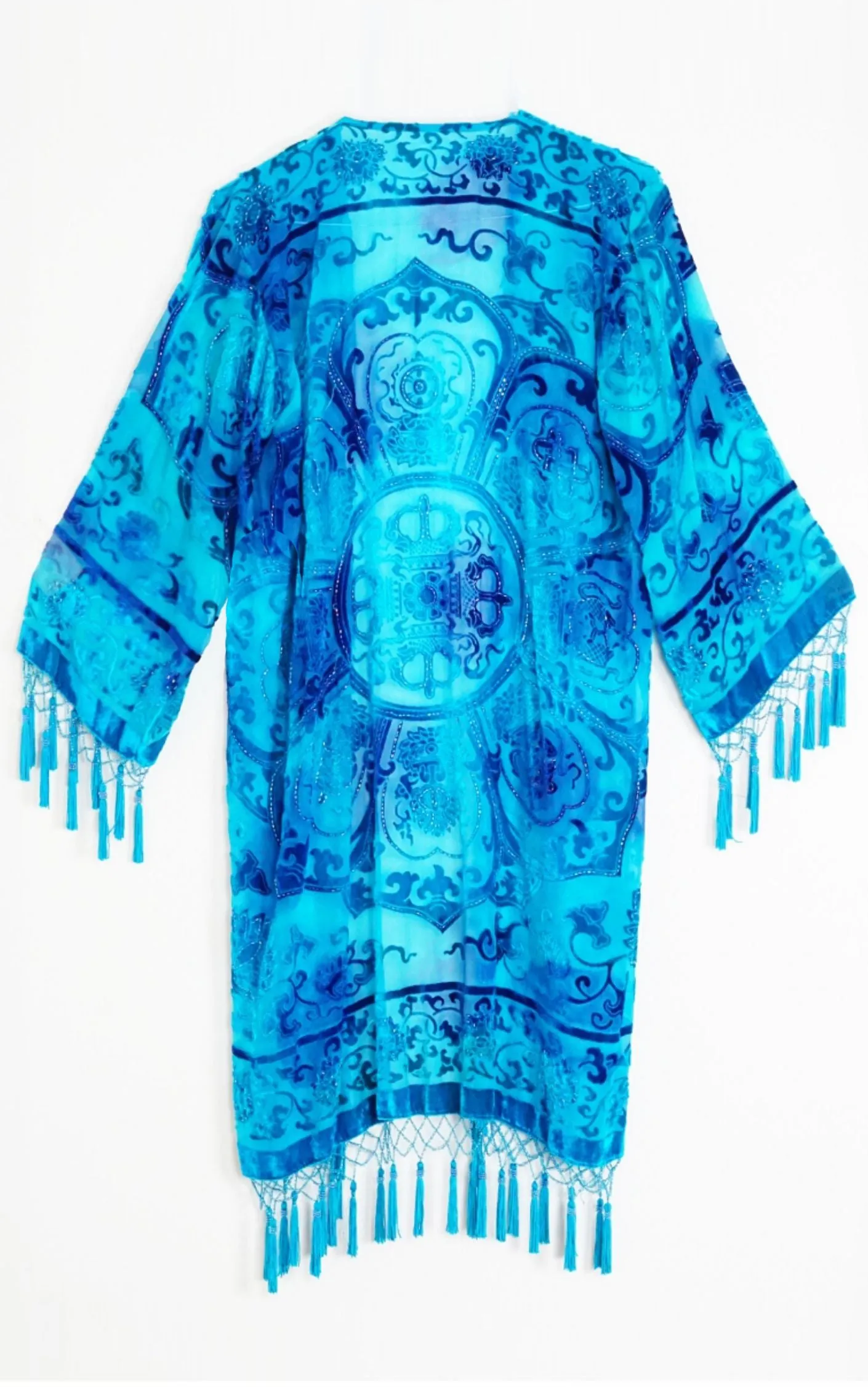 VINTAGE Blue Tassel Kimono Cardigan