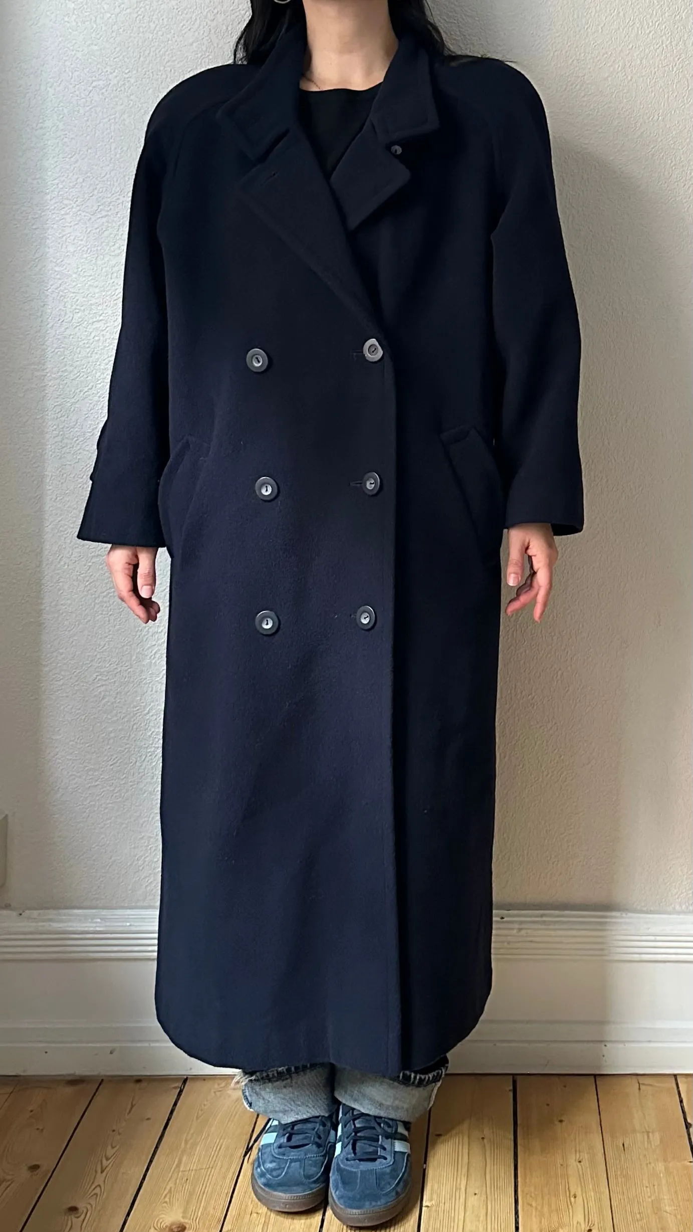 Vintage Dark Blue Maxi Coat, size M