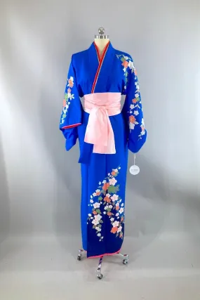 Vintage Electric Blue Floral Kimono