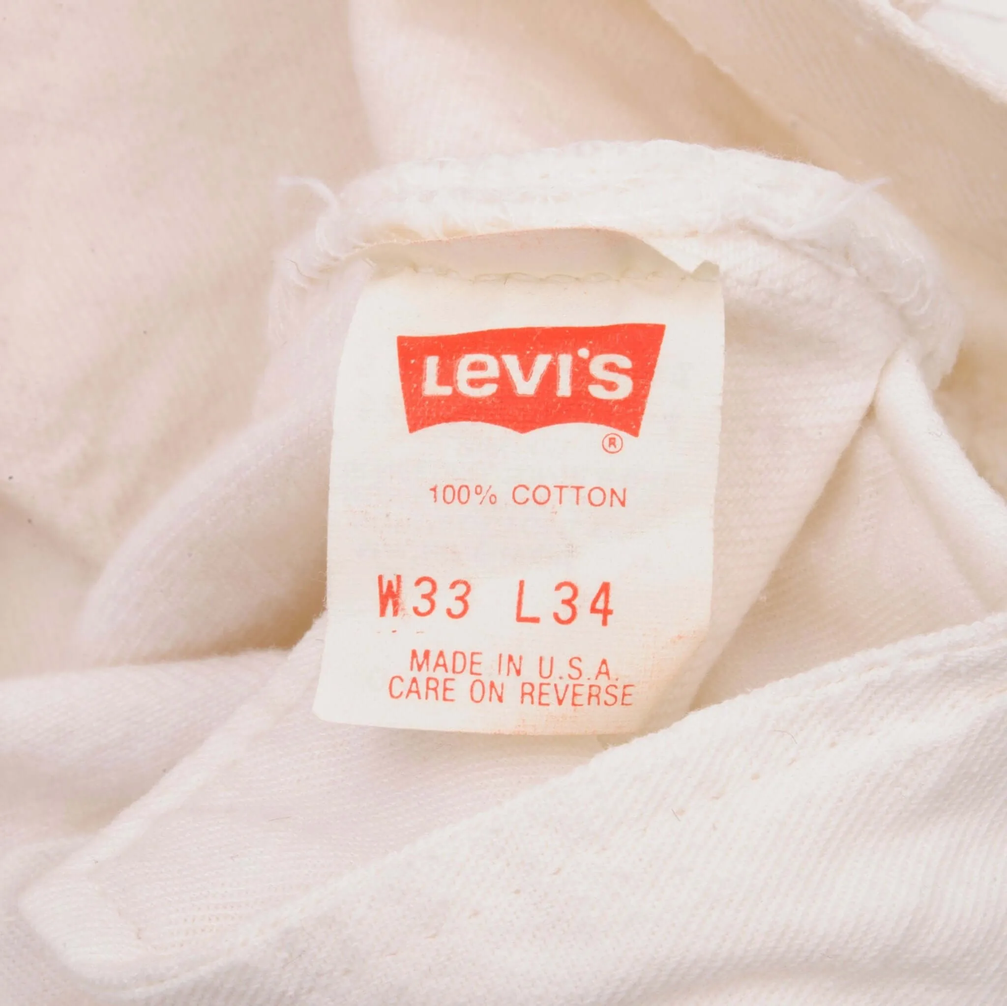 VINTAGE LEVIS 501 WHITE JEANS 1980S W33 L34 MADE IN USA
